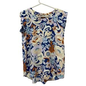 Pleonie Short Sleeve Blouse floral Size S Boho Office Casual